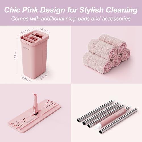 Pink Mop and Bucket with Wringer Set for Home