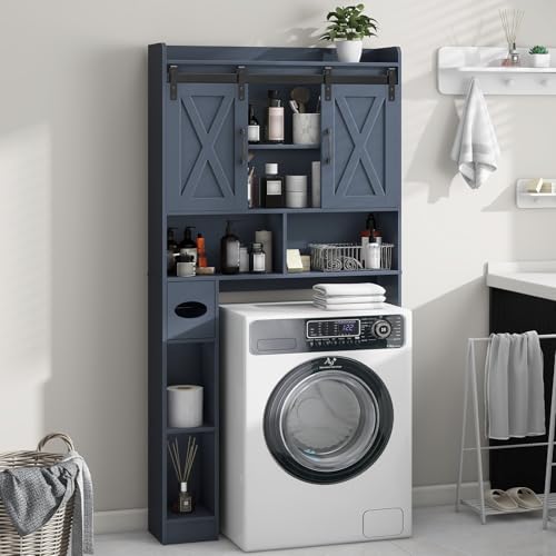 Over The Toilet Storage Cabinet with Sliding Doors