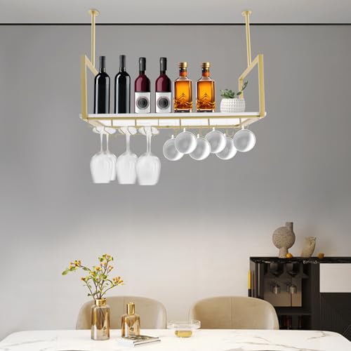 Industrial Wall Mounted Wine Rack with Glass Holder Shelf