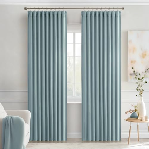 Slate Blue Back Tab Blackout Curtains 52x90 Inch Long 2 Panels Set (2 Count)