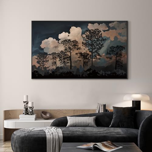 30"x60" Extra Large Framed Wall Art Silhouetted Trees at Dusk