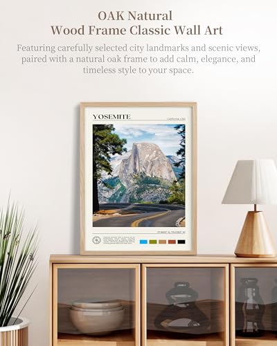 Natural OAK Wood Yosemite National Park Framed Wall Art