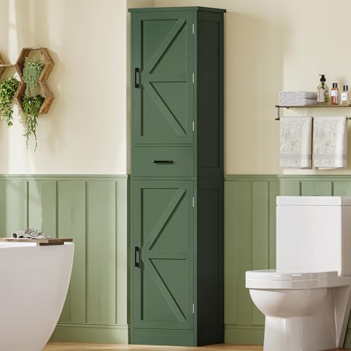Tall Storage Cabinet with Door Shelves & Drawer