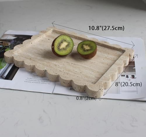 Natural Luxury Scalloped Marble Tray 10.8"x8"