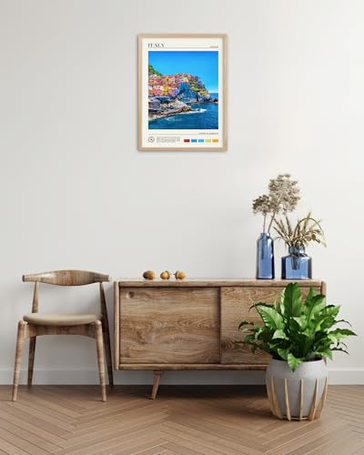 12x16IN Cinque Terre Italy Coastal Framed Wall Art Print