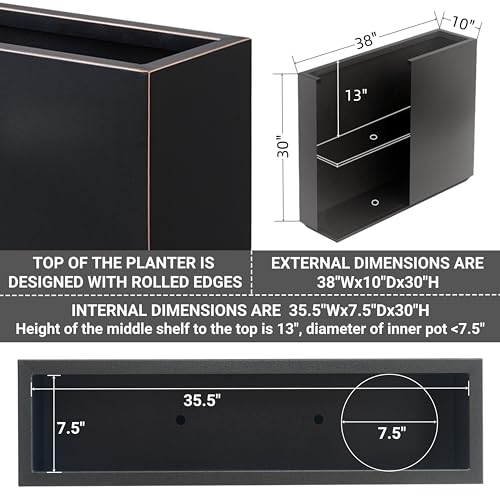 38Lx10Wx30H Fully Welded Metallic Planter Box for Outdoor Plants