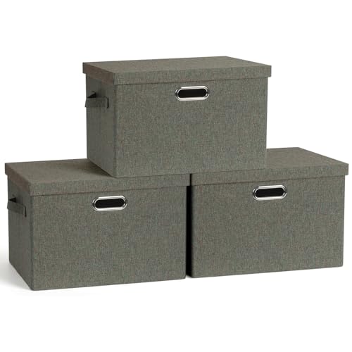 Storage Bins with Lids Fabric Closet Organizers Cubes Office Organization (3 Count)