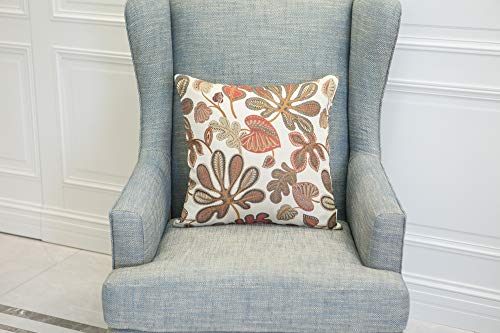Set of 2 Jacquard Tropical Leaf Pattern Throw Pillow Covers Decorative Pillowcase 20X20 Inches (2 Count)
