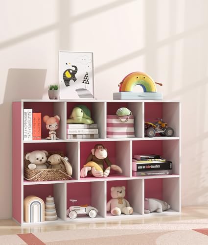 11 Cube Pink Kids Bookshelf and Toy Organizer