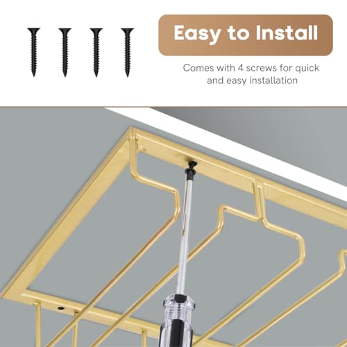6 Row Wine Glass Rack Under Cabinet Large Capacity