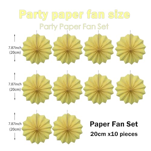 Yellow Birthday Decorations Light Yellow Hanging Round Paper Fans Set 8inch (30 Count)