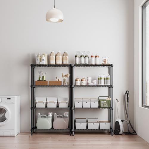1000 lbs 4 Tier Shelf Metal Storage Shelves Shelving Wire Rack Heavy Duty Closet Organizers for Garage Kitchen Bathroom Laundry Black 15.7" D x 33.5" W x 59.5" H (4 Count)