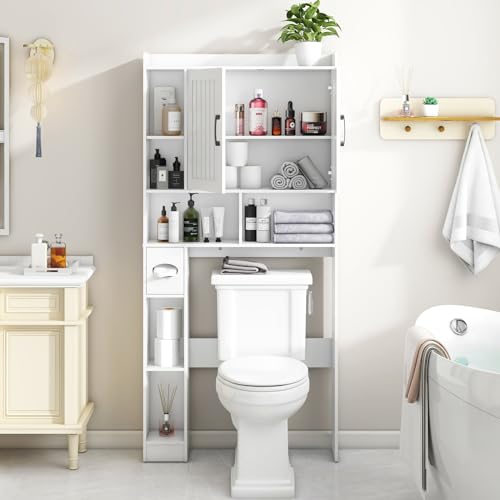 Farmhouse Over The Toilet Storage Cabinet with Barn Door