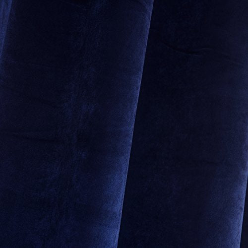 Set of 2 Heavy Velvet Flannel Blackout Window Curtains Drapes with Top Grommet Draperies Eyelet 52 Inches Wide by 120 Inches Long