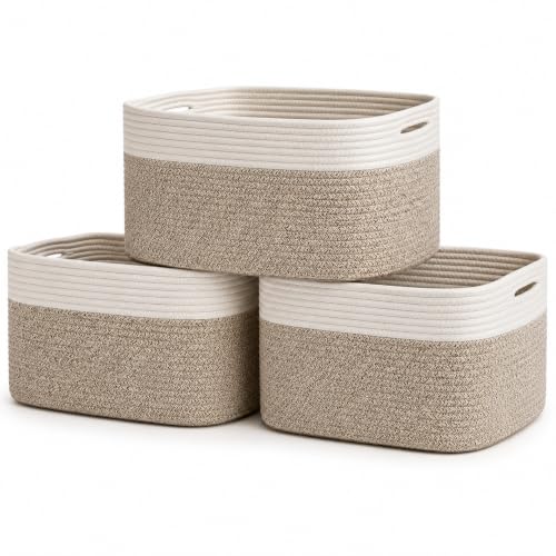 Cotton Rope Baskets for Shelves (3 Count)