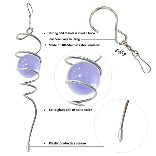 Gazing Ball Spiral Decorative Wind Spinner Tail Sun Catcher 11inch Tail and 2 inch Glass Orb.Wind Spinner Stabilizer Indoor Outdoor Garden Decoration