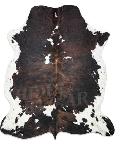 Dark Tricolor Cowhide Rug 5x7 ft