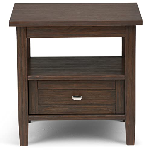 Warm Shaker 20" Wide Solid Wood End Table in Farmhouse Brown