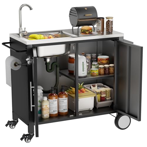 Outdoor Grill Table with Sink