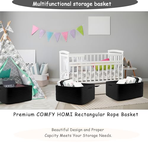 Cotton Rope Woven Basket with Handles for Shelves