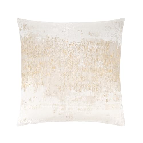 Cream Champagne Metallic Jacquard Throw Pillow Cover 20x20 Velvet Back Modern Glam Sofa Decor