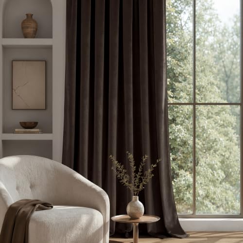 Brown Blackout Velvet Curtains Drapes 84 Inch Long 52"x84" Bedroom (2 Count)