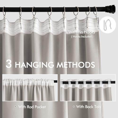 Cobblestone Back Tab Blackout Curtains 52x63 Inches Long 2 Panel Set (2 Count)