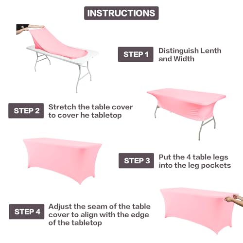 4FT Table Cloth for Rectangular Spandex Light Pink Table Cover