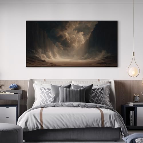 36"x72" Extra Large Framed Wall Art Dramatic Canyon Storm Cloudscape Illustration for Home Living Room Bedroom Decor