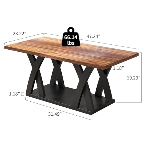 47" Farmhouse Coffee Table with Storage Shelf