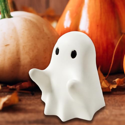 Halloween Ghost Figurine Cute Halloween Desktop Tray Decorations Desk Funny Spooky Resin Statue for Holiday Living Room Office Centerpiece Tabletop Sculpture Decorations