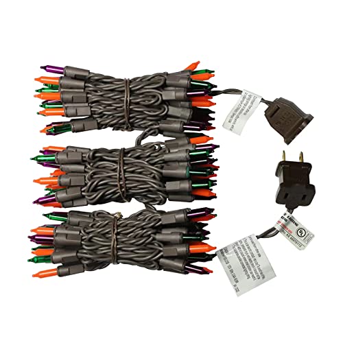 Brown Wire Orange & Purple & Green 100 Incandescent Bulb Mini String Lights for Indoor Halloween Tree Home Garland Birthday Wedding Party Festival Decoration (100 Count)