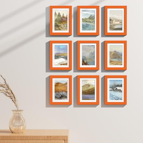5x7 Picture Frames Set of 9 for Wall or Tabletop Display