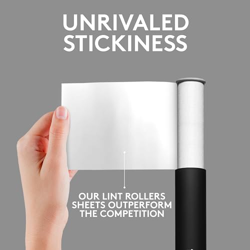 Classic Black Retractable Mini Lint Roller with 90 Extra Sticky Sheets