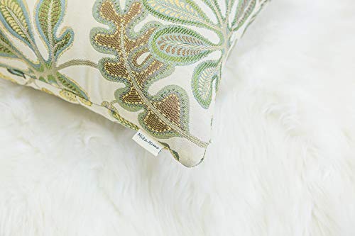 Set of 2 Jacquard Tropical Leaf Pattern Oblong Throw Pillow Covers Accent Pillowcase 12X20 Inches (2 Count)