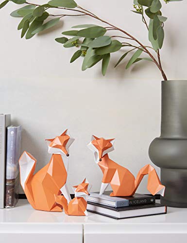 Fox Statue Figurine Animal Sculpture Modern Home Decor 4.0 Inch