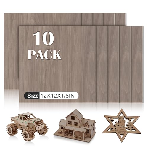 10 Pack Walnut Plywood Sheets 12x12x1 (10 Count)