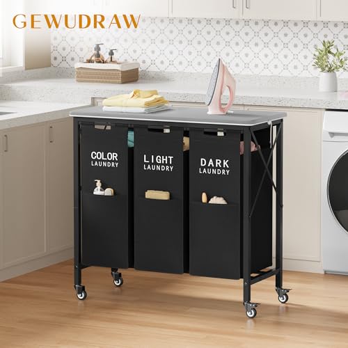 3 Section Laundry Sorter with Ironing Board