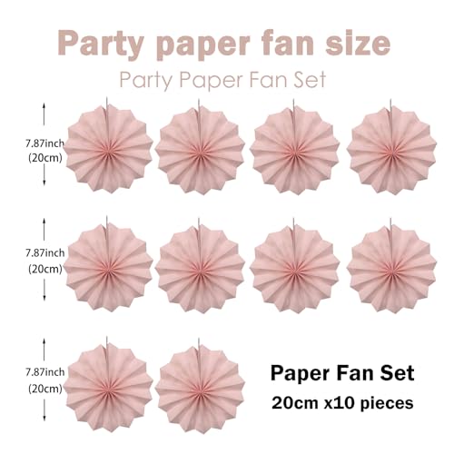 Pink Birthday Decorations DIY Baby Pink Paper Fans Hanging Decoration 8in