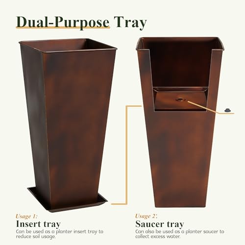 Garden 12" Dia x 25" H Large Metal Planter Set of 2 (2 Count)