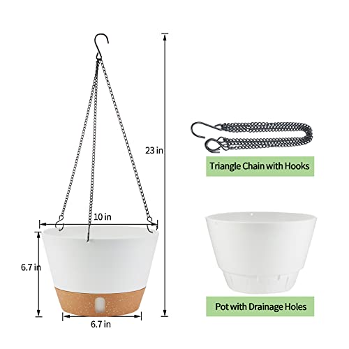2 Pack 10 Inch Hanging Planters for Indoor Outdoor Plants