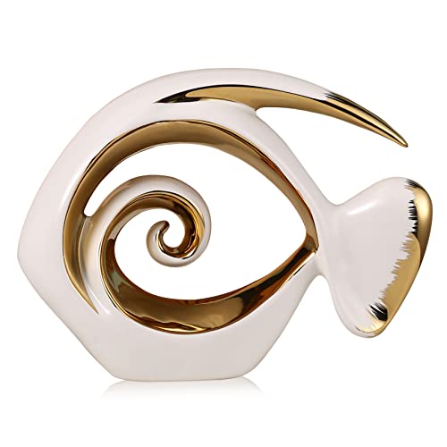 White Gold Ceramic Fish Figurines