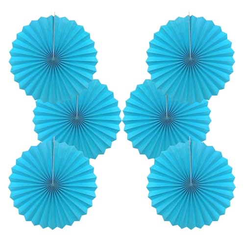 Blue Hanging Paper Fans 16in Hanging Paper Fans DIY Set (30 Count)