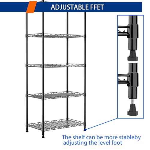 5 Wire Shelving Metal Storage Rack Adjustable Shelves