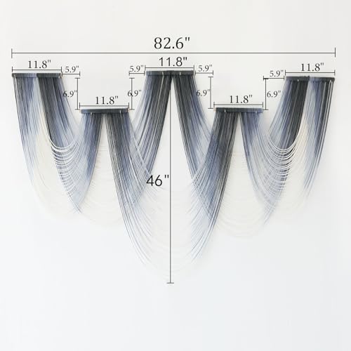 Macrame Wall Hanging Dip Dyed Blue Fiber Art Tapestry Boho Wall Decor