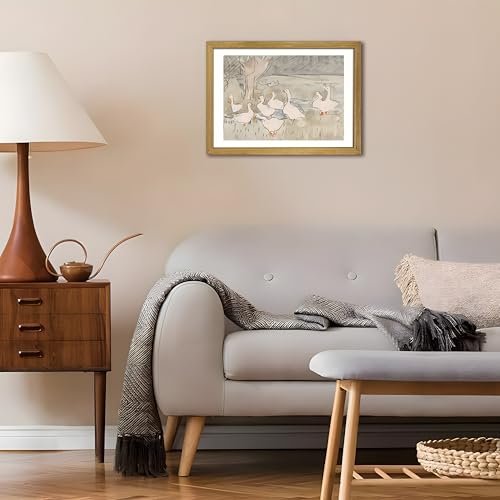 Vintage Framed Goose Wall Art Watercolor Print