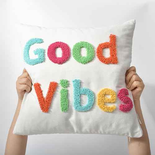 Boho Throw Pillow Covers 18*18 Spring Decorative Tufted Letters