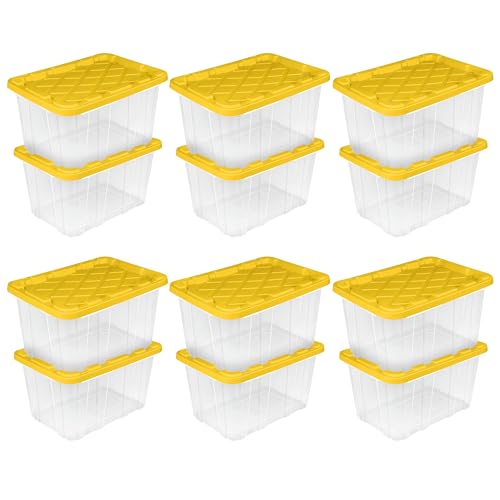 Industrial Storage Box with Lids for Garage (12 Count)