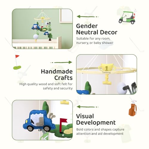 Baby Crib Mobile Golf Mobile for Boys Handmade Toddler Room Decor