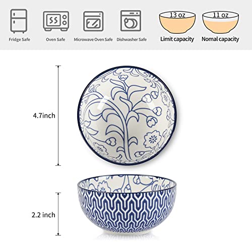 Ceramic 12 OZ Dessert Bowls Set (6 Count)